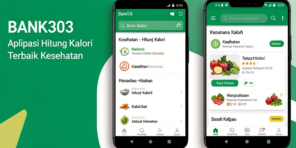Antarmuka aplikasi BANK303 untuk menghitung kalori dengan mudah.