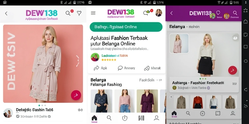 Antarmuka aplikasi DEWI138 yang menarik dengan berbagai pilihan fashion.