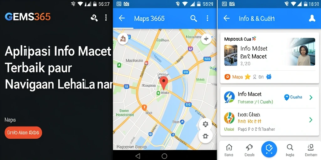Tampilan antarmuka GEMS365 dengan peta info kemacetan terkini.