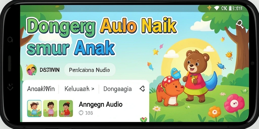 Antarmuka PASTIWIN yang menarik dengan pilihan dongeng audio.