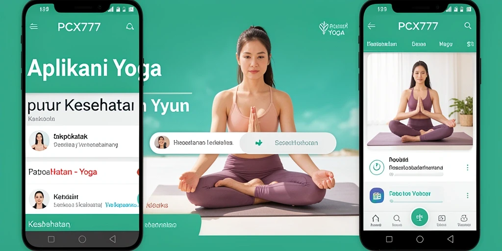 Antarmuka aplikasi PCX777 yang menampilkan sesi yoga interaktif.